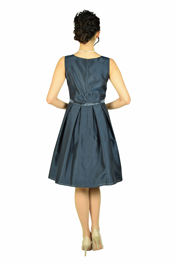 シャンタンウエストタックネイビードレスセット