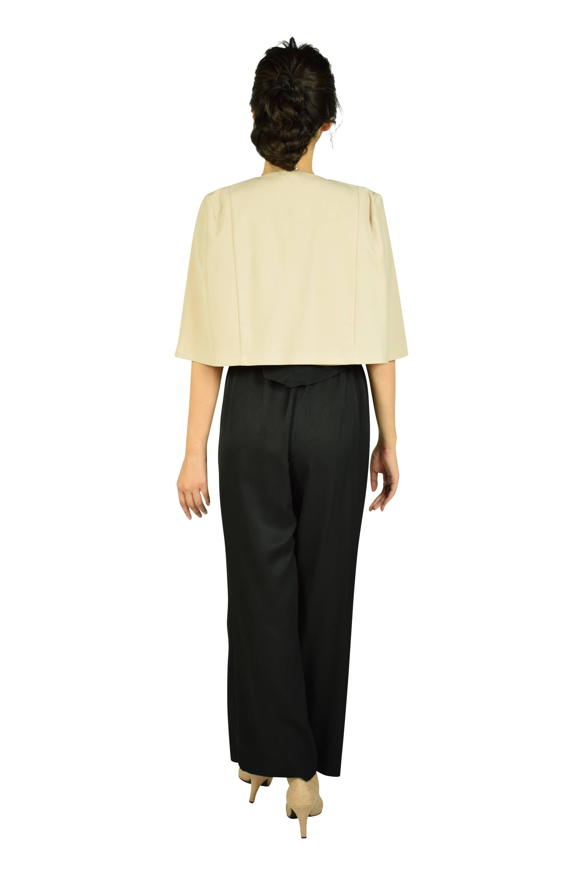 Vネックブラックオールインワンドレスセット