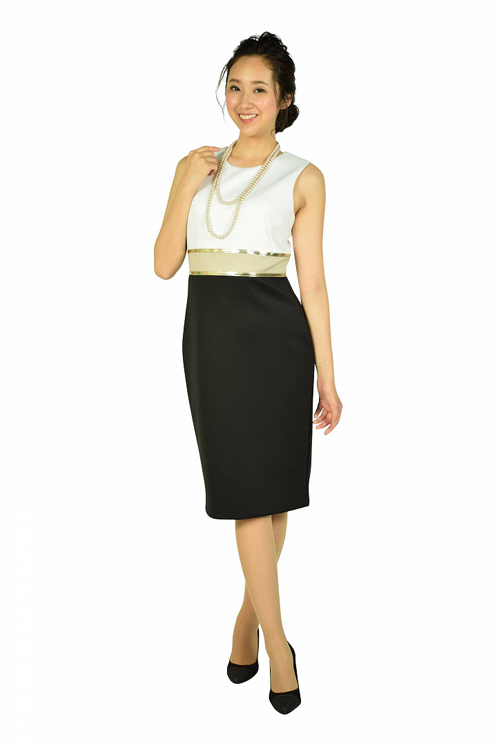 ゴールドラインホワイト×ブラックドレスセット