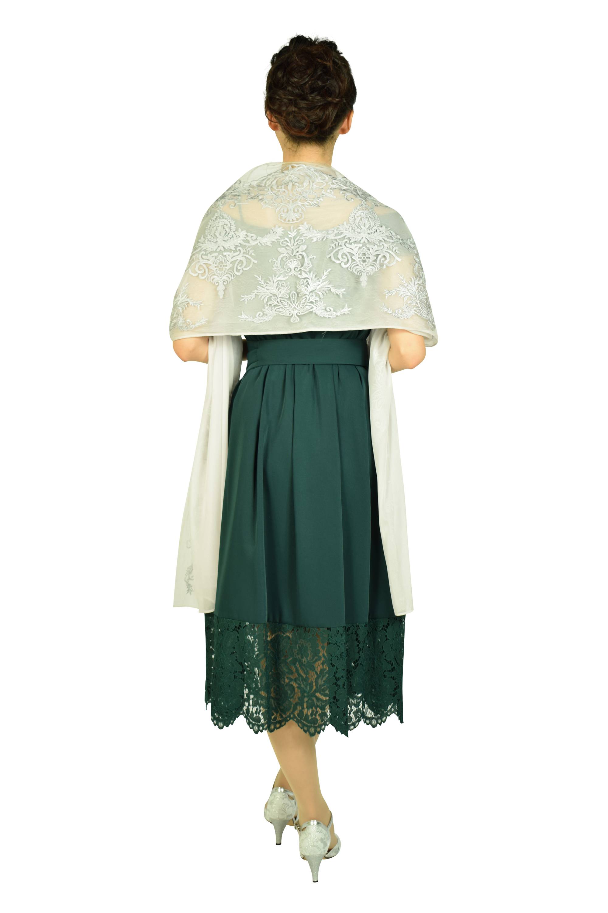 オフショルダーモスグリーンドレスセット