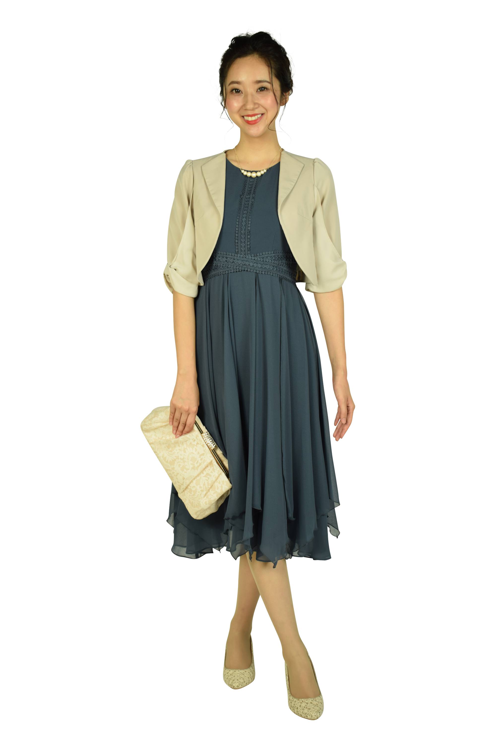 オーガンジー&レースがま口シャンパンバッグ