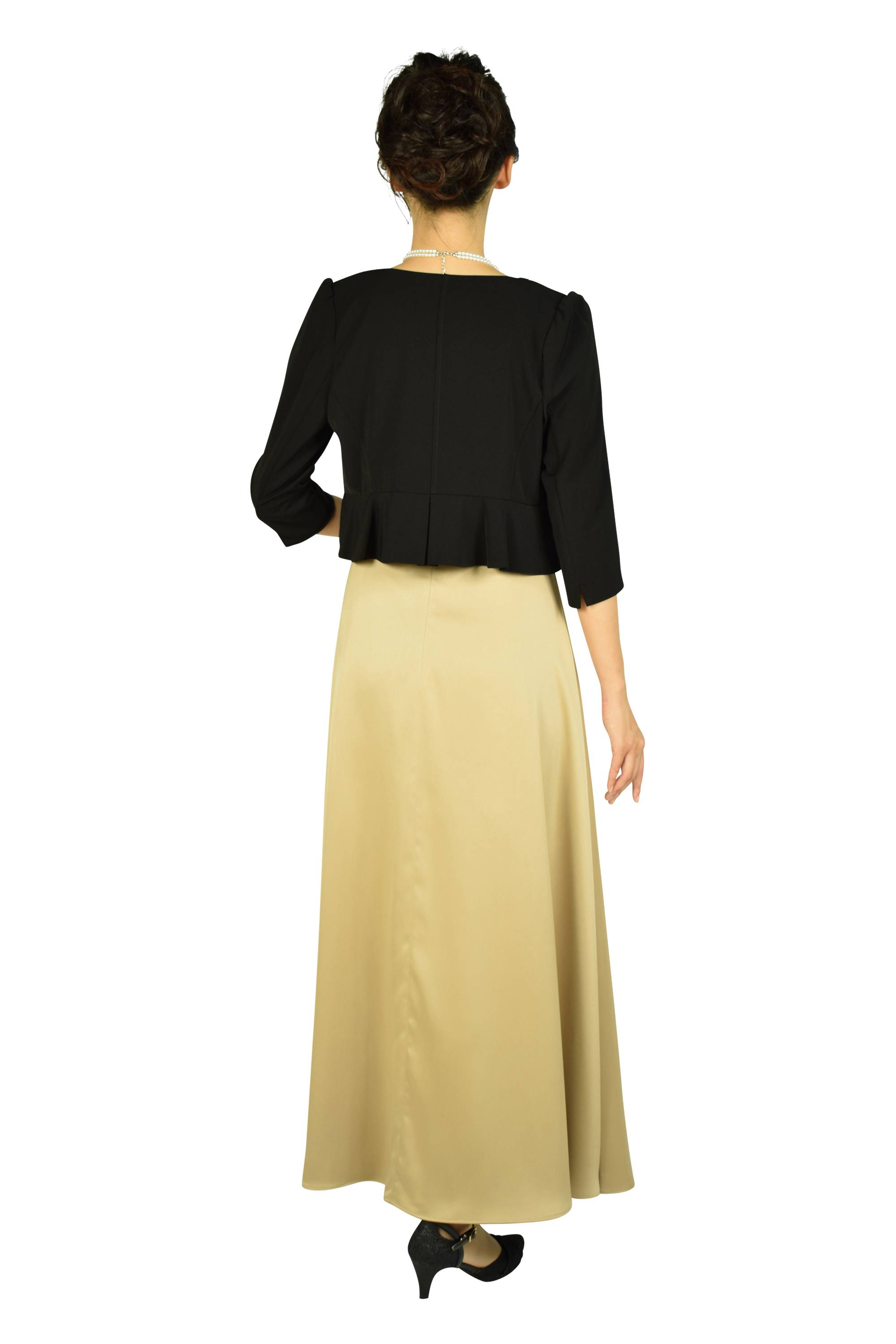 カシュクールベージュロングドレスセット