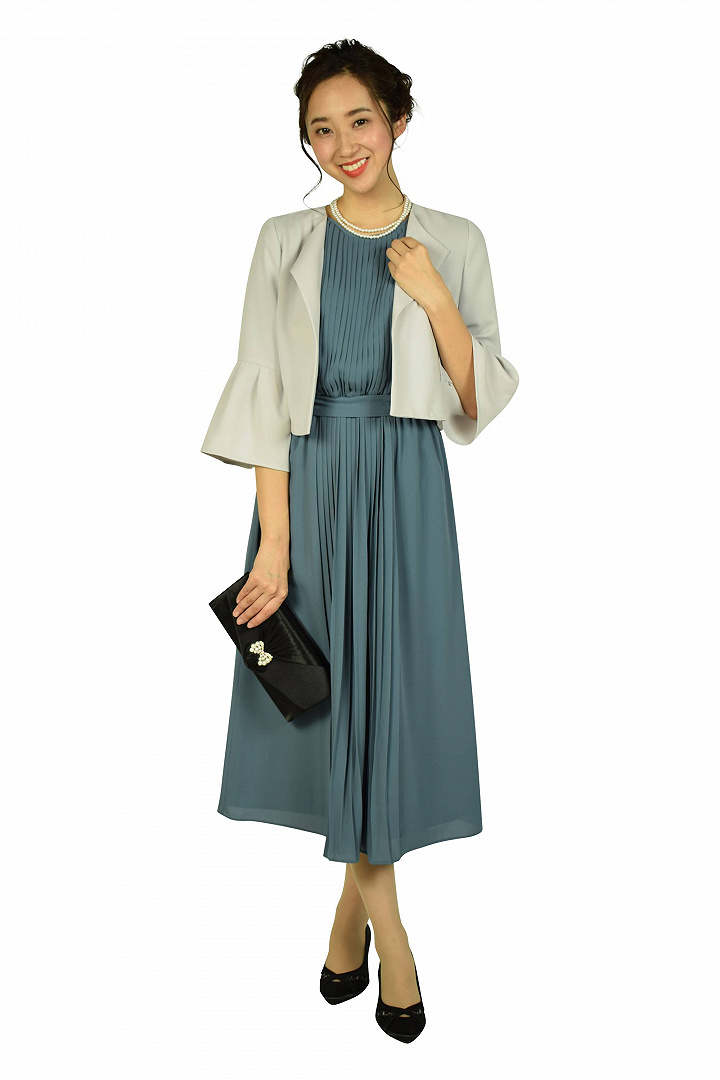 アッシュブループリーツドレスセット