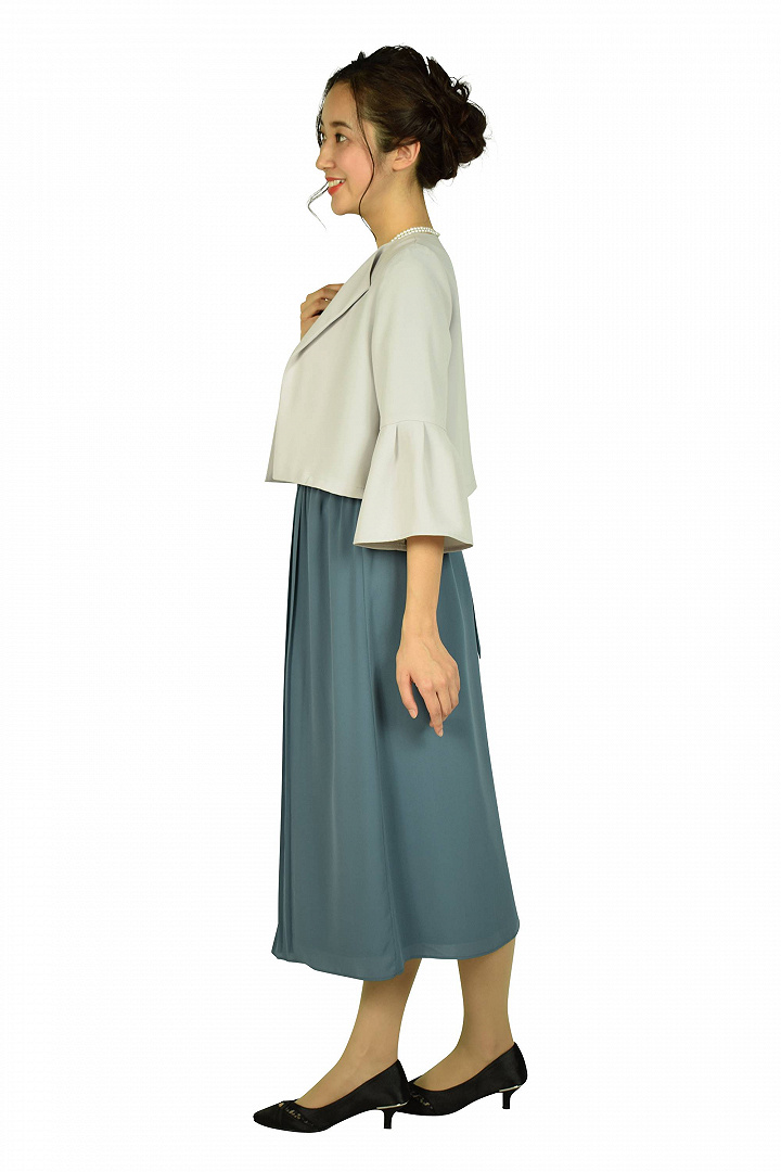 アッシュブループリーツドレスセット