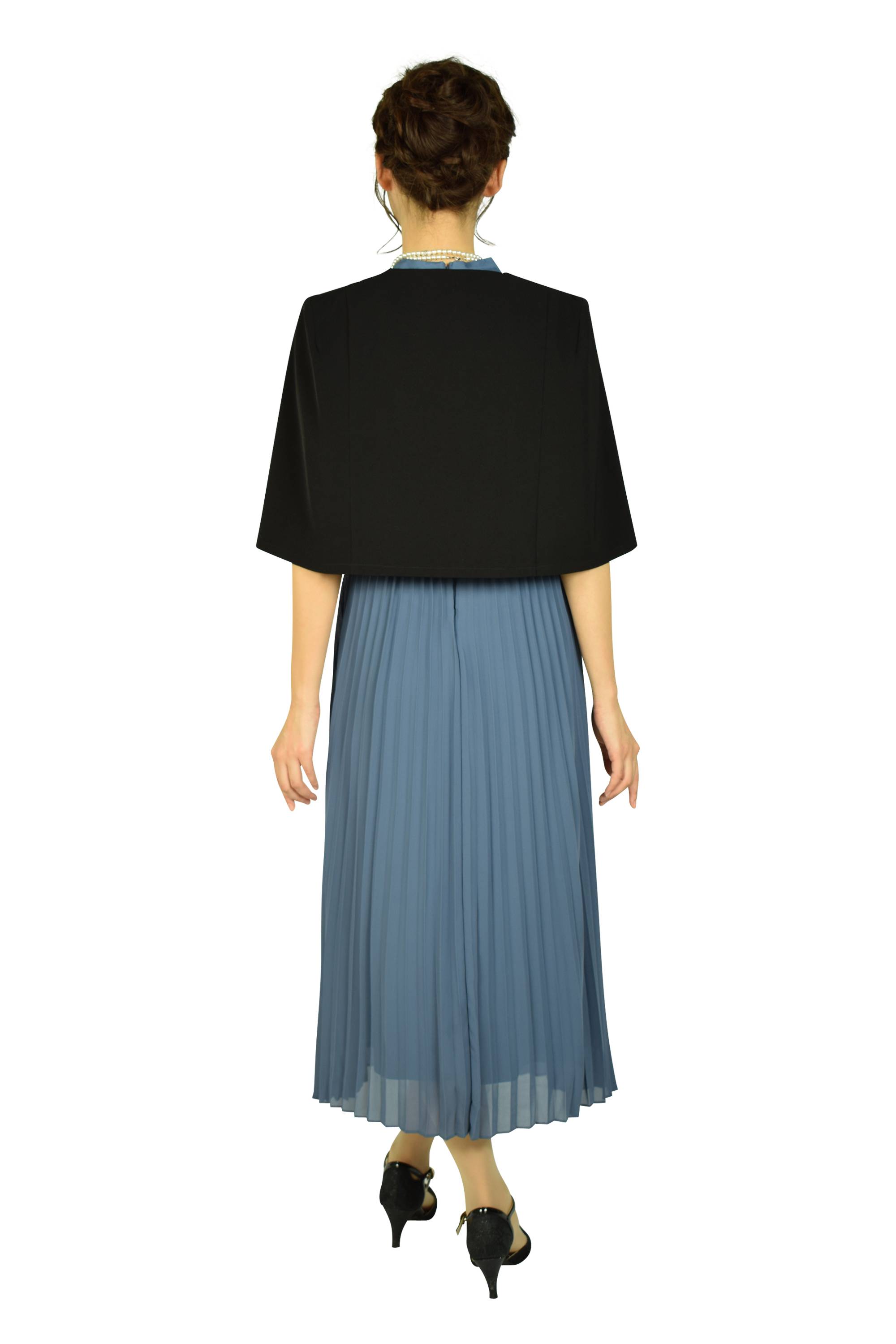 フラワーレースプリーツブルードレスセット