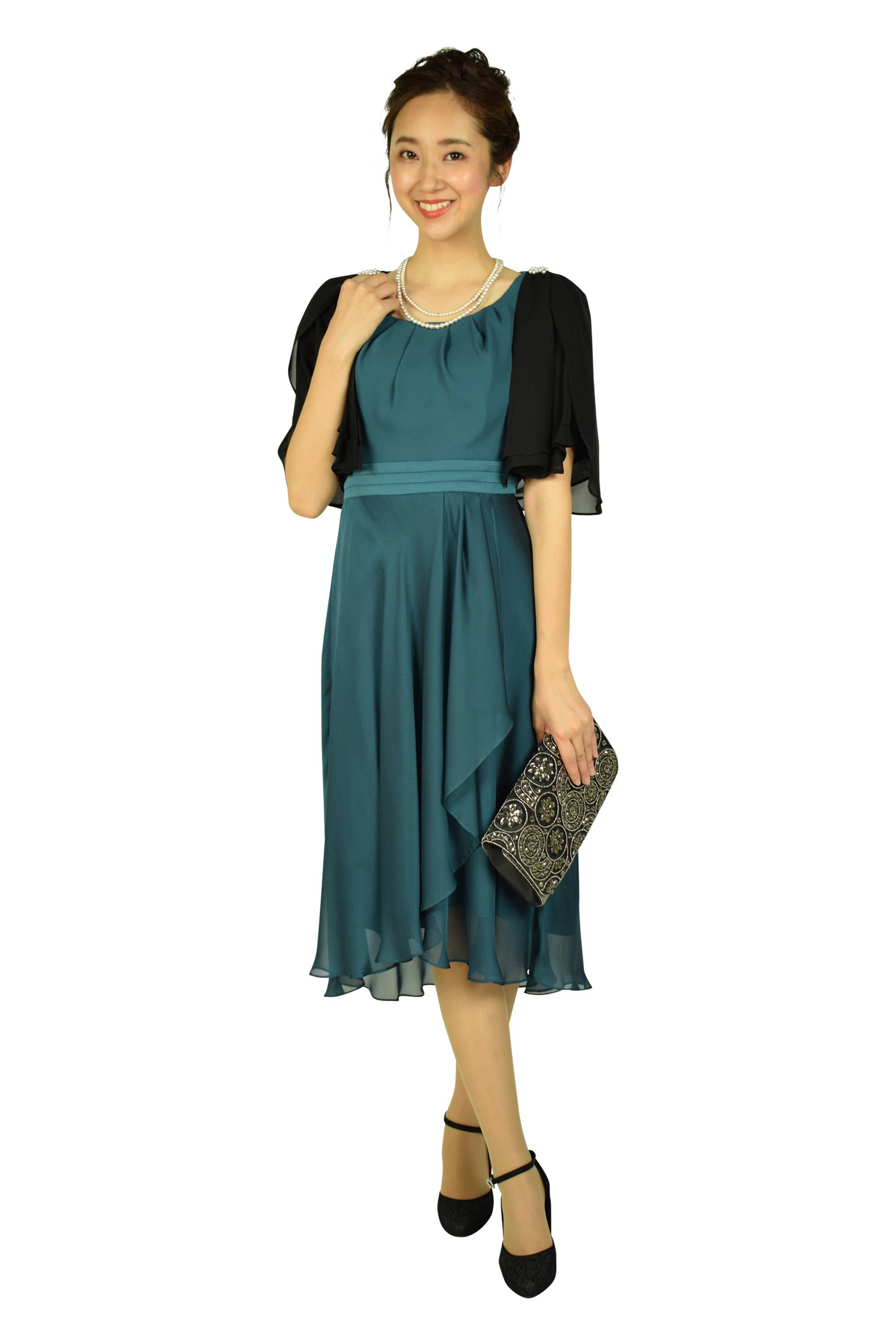 総デザインビーズブラックバッグ