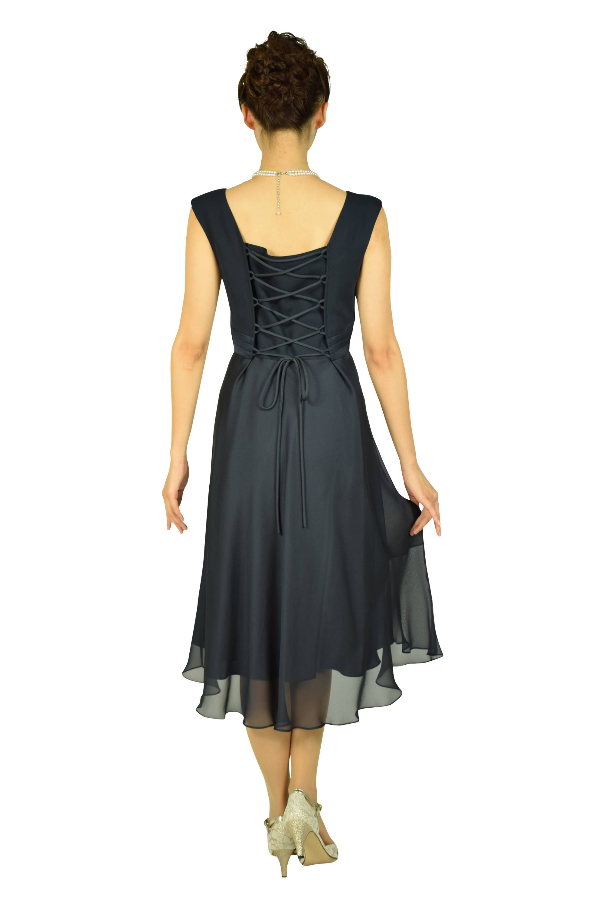 フレアードレープネイビードレスセット