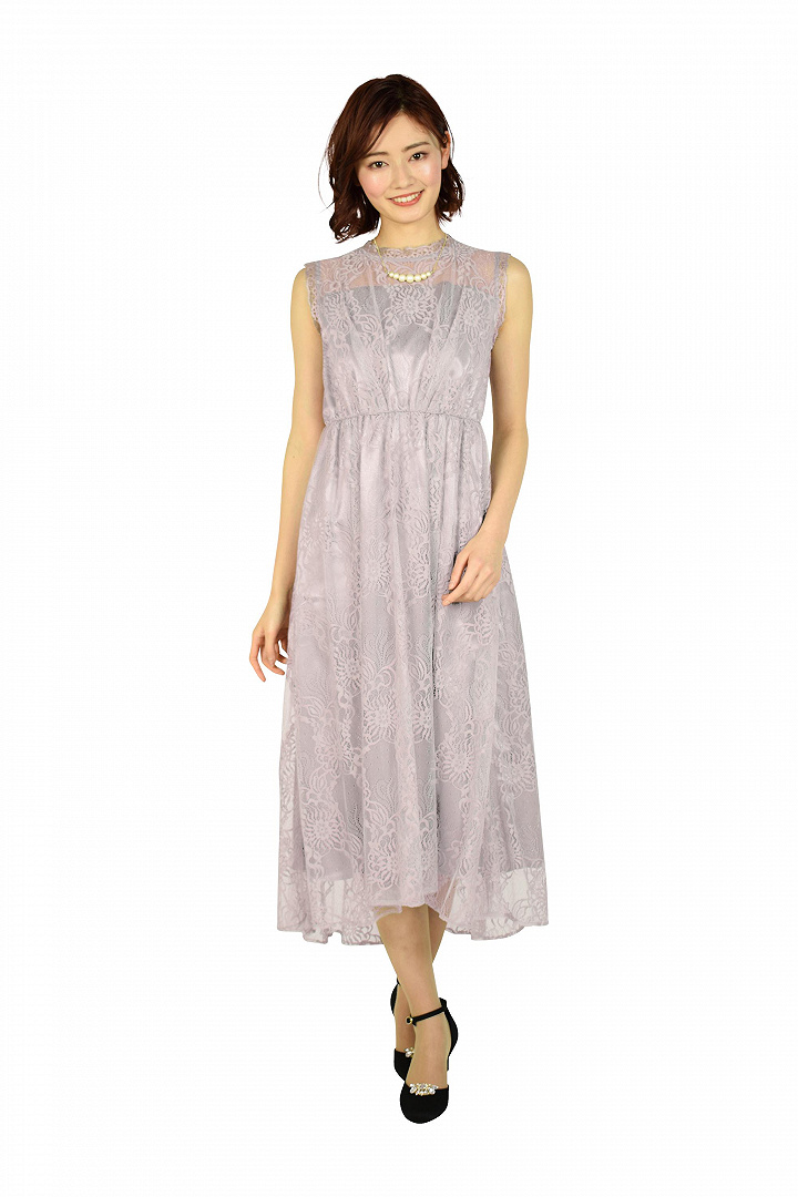 ラメチュールレースモーブピンクドレスセット