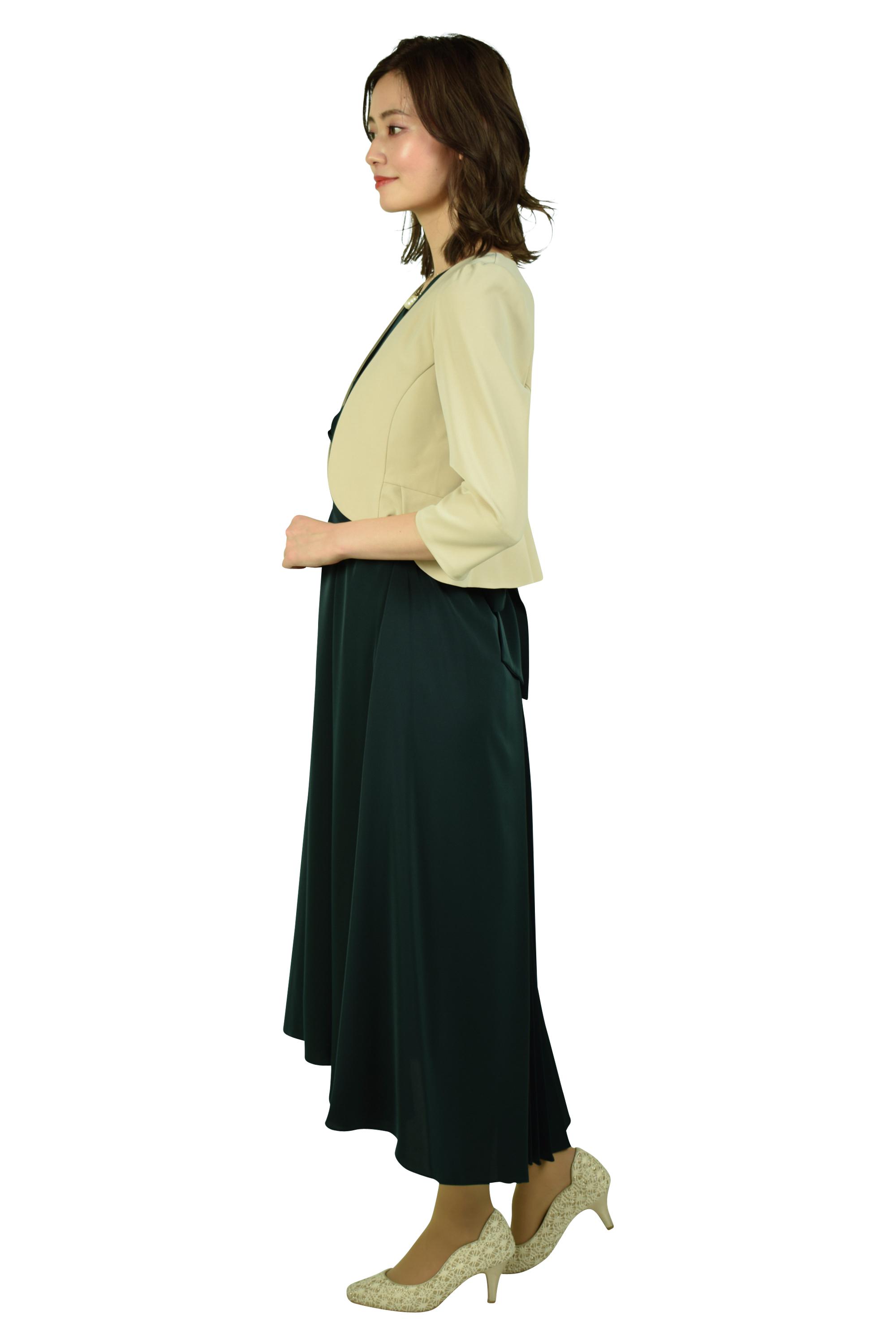 プリーツモスグリーンドレスセット