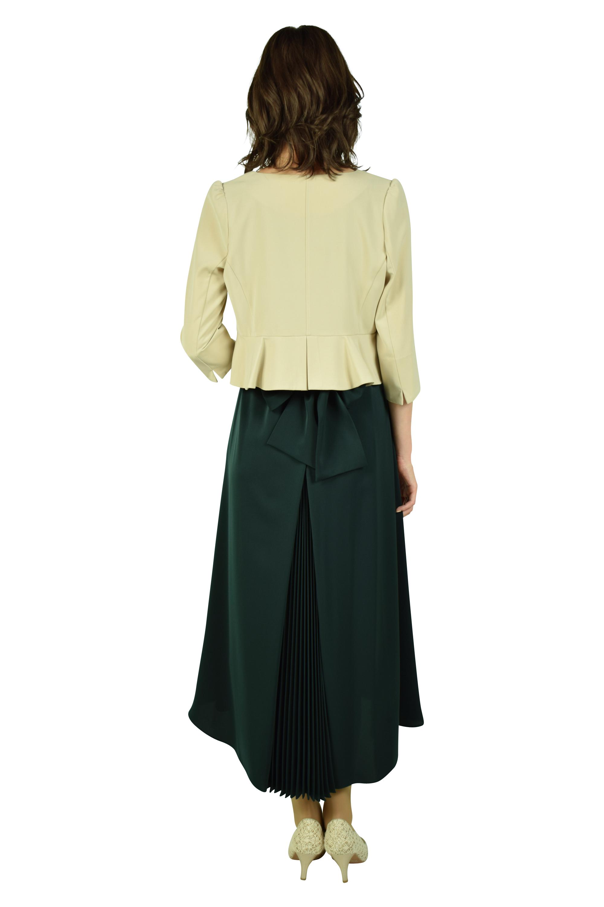 プリーツモスグリーンドレスセット