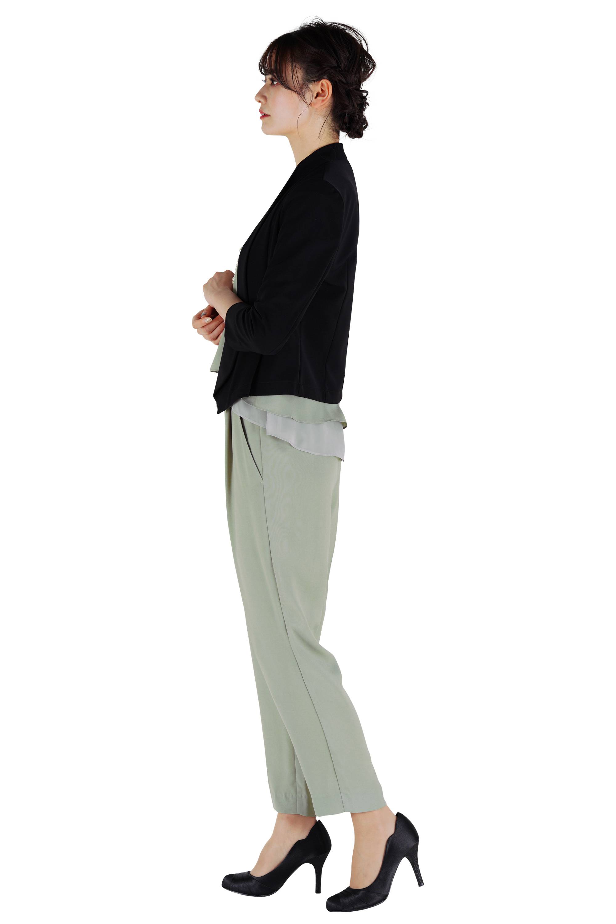 レイヤード風ミントパンツドレスセット