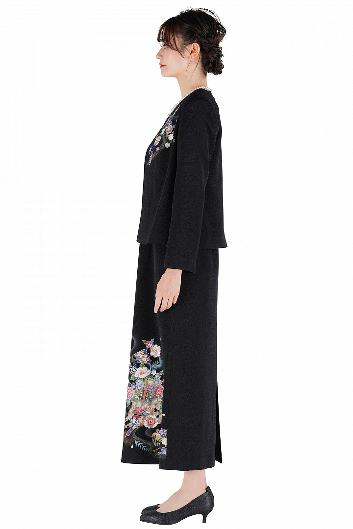 留袖風京都手描き和柄ドレスセット