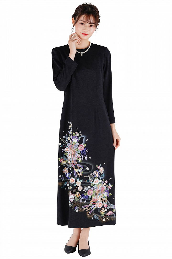 留袖風京都手描き和柄ドレスセット