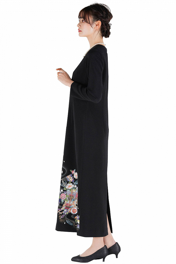 留袖風京都手描き和柄ドレスセット