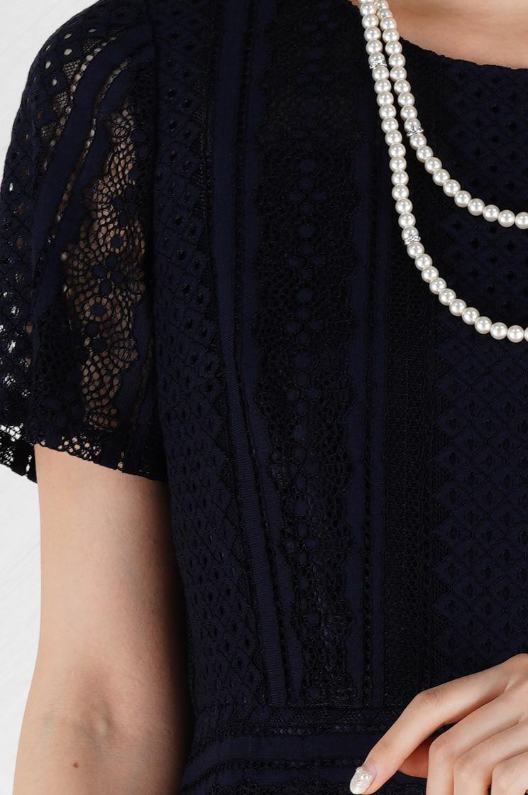 上品総レースネイビードレスセット