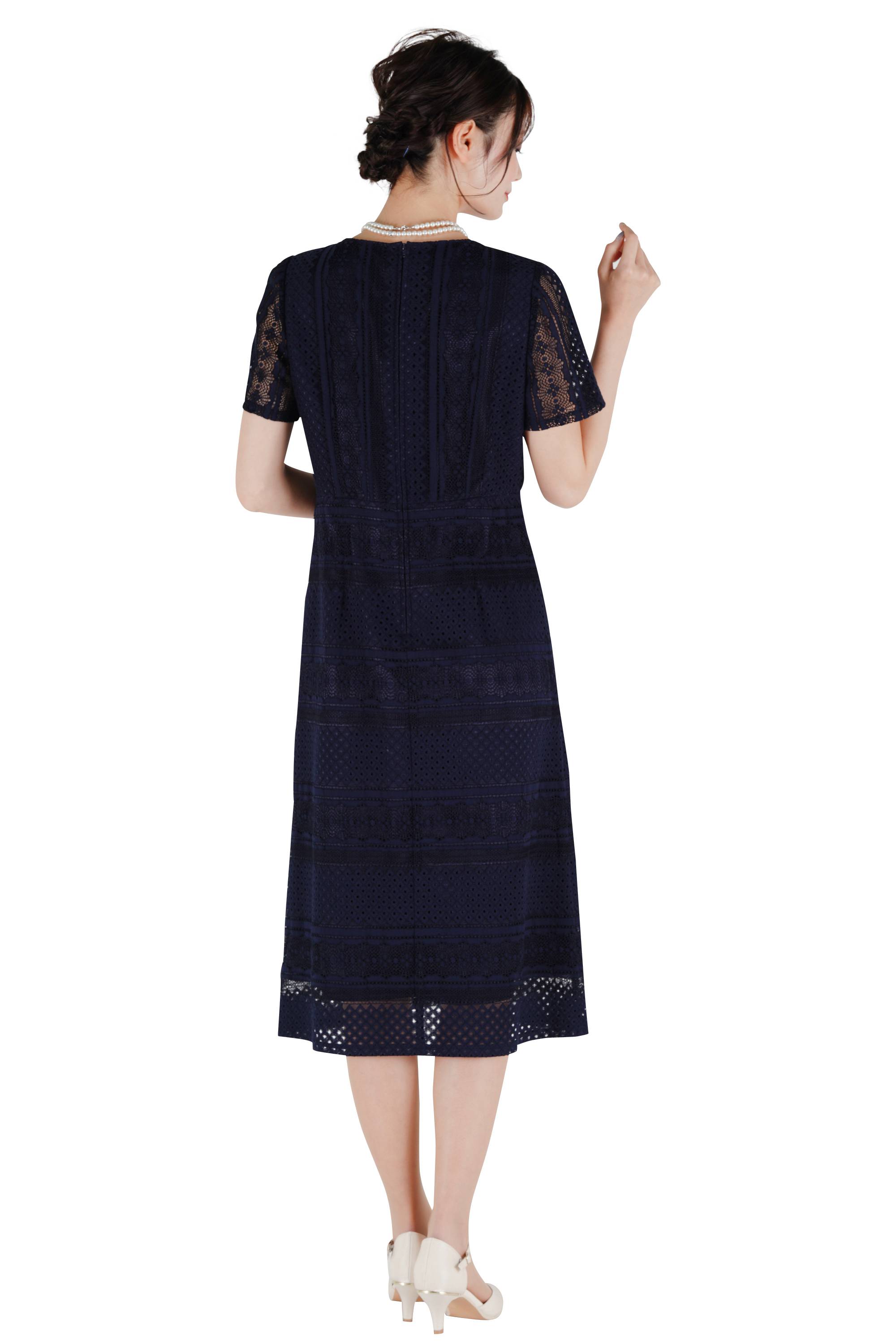 上品総レースネイビードレスセット