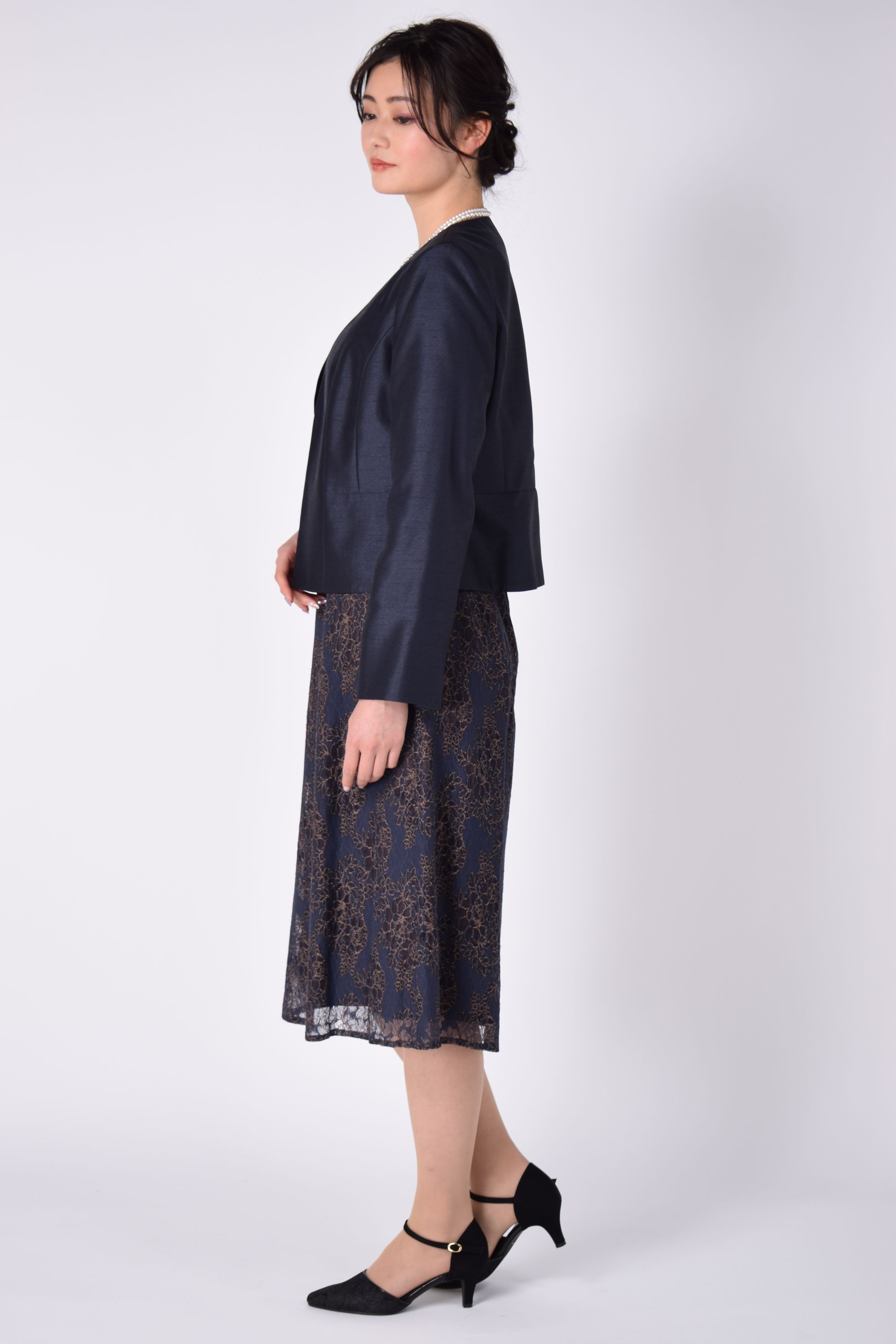 ネイビー×ブラウンフォーマルドレスセット