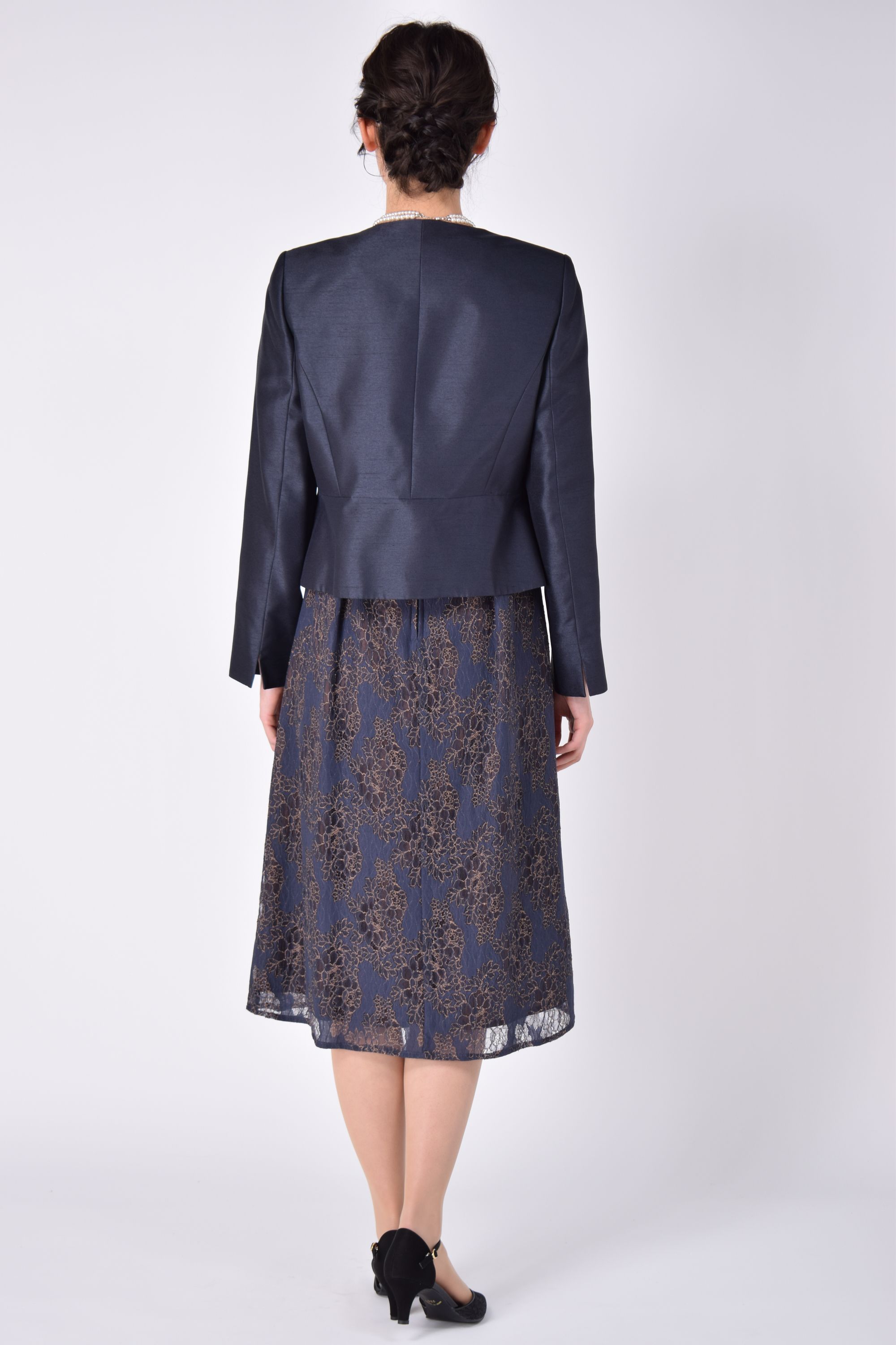 ネイビー×ブラウンフォーマルドレスセット