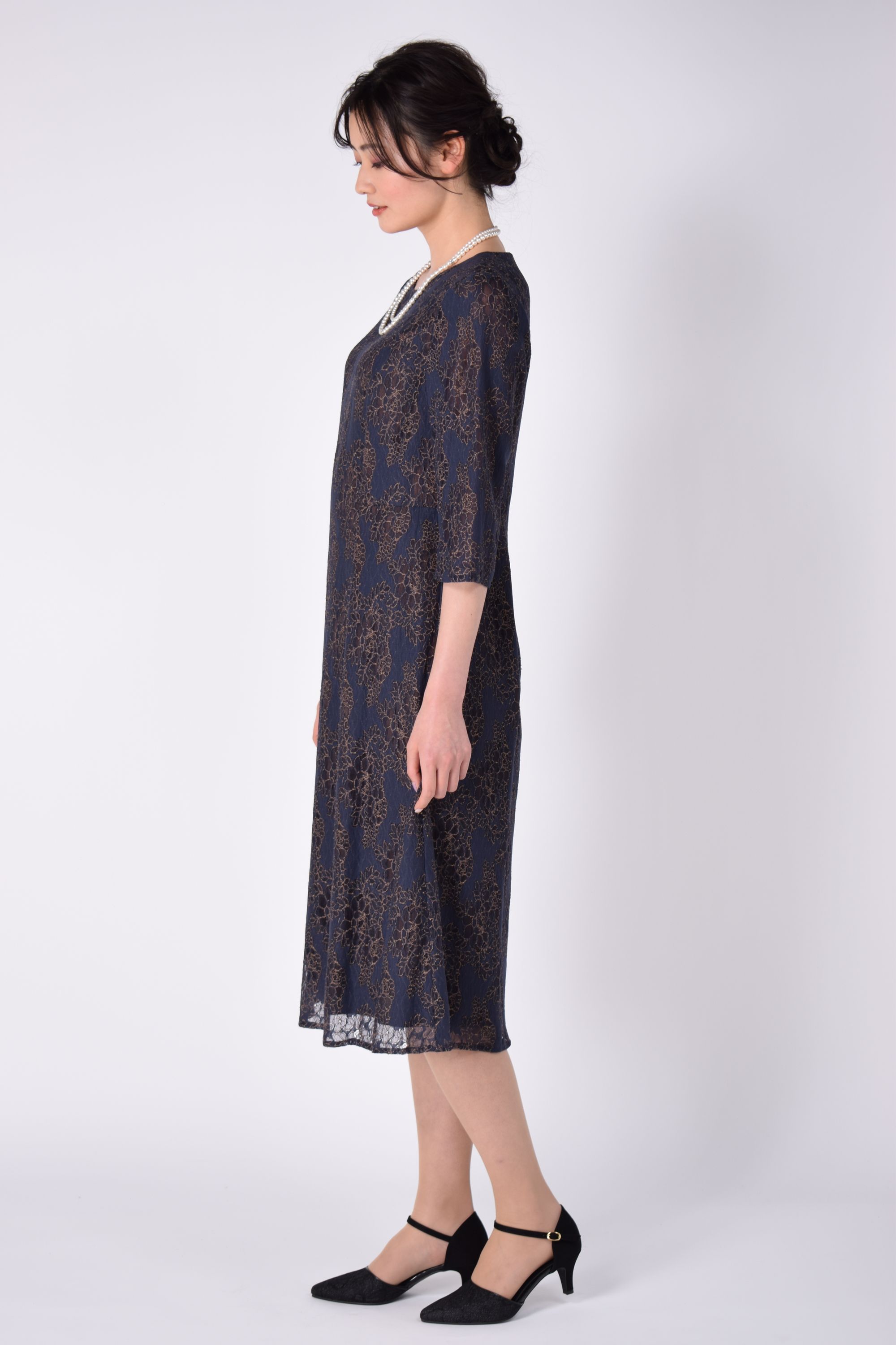 ネイビー×ブラウンフォーマルドレスセット