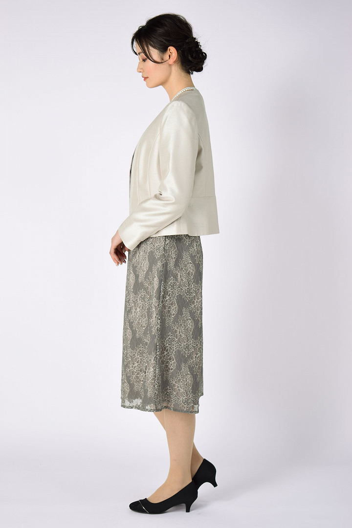 淡カーキ×シャンパンフォーマルドレスセット