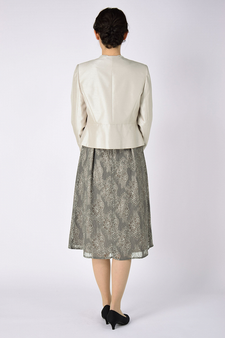 淡カーキ×シャンパンフォーマルドレスセット