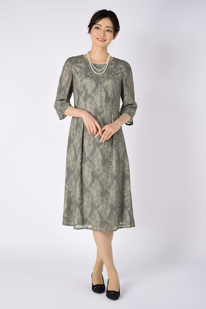 淡カーキ×シャンパンフォーマルドレスセット