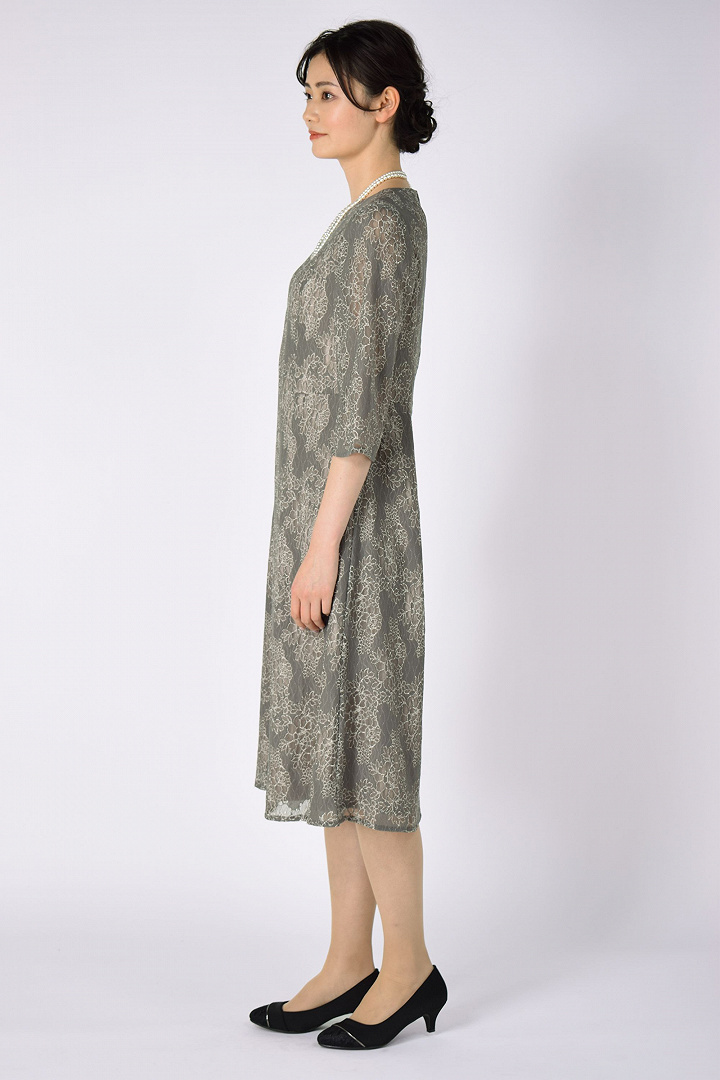 淡カーキ×シャンパンフォーマルドレスセット