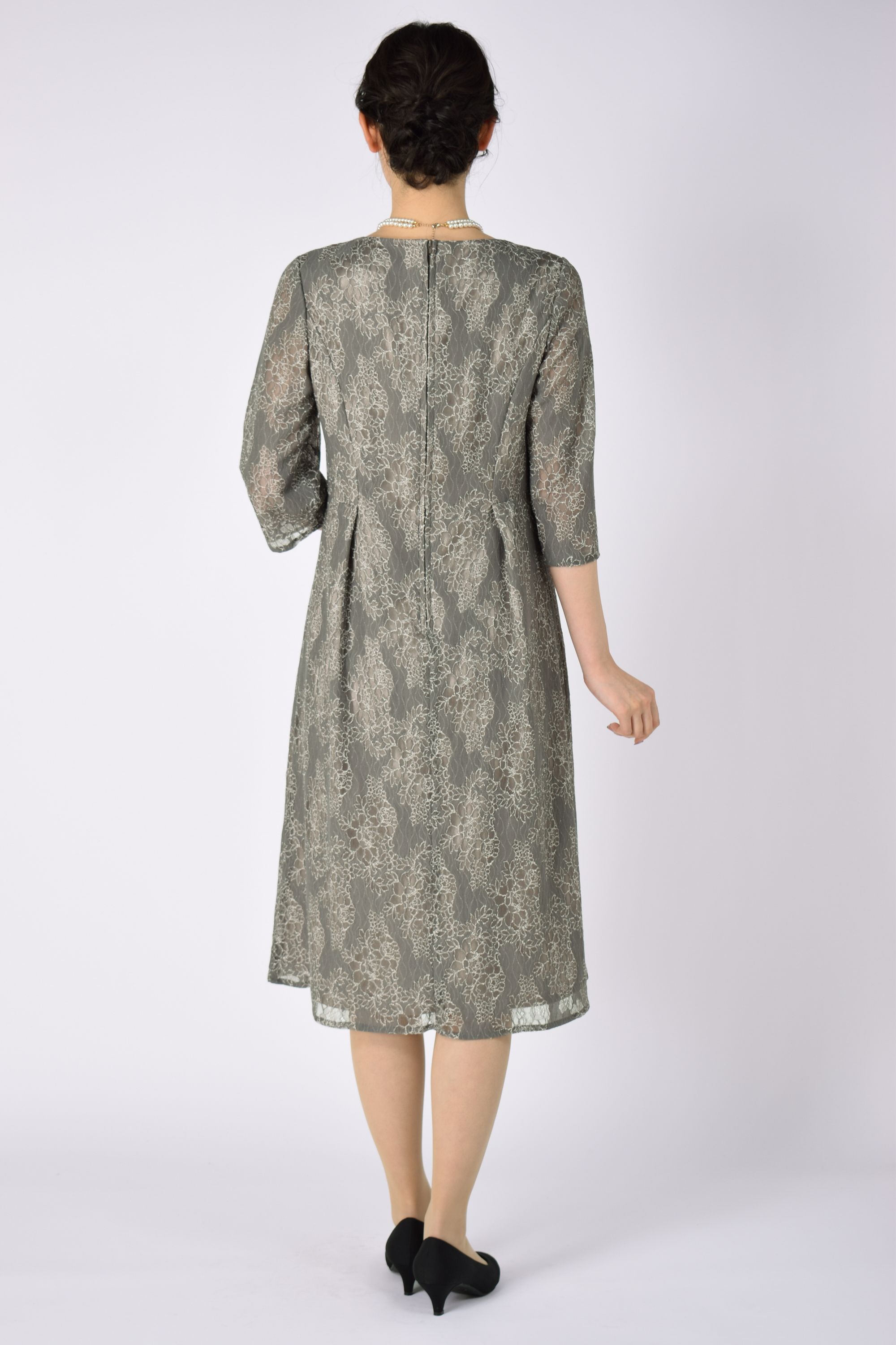 専用　　　【フォロー割】シャンパン色のイブニングドレス♡パール♡半袖♡L 即日発送】【フォロー割】シャンパン色のイブニングドレス♡パール