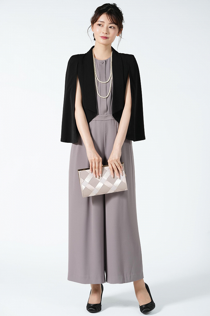 パール&クリスタル付ブラックパンプス