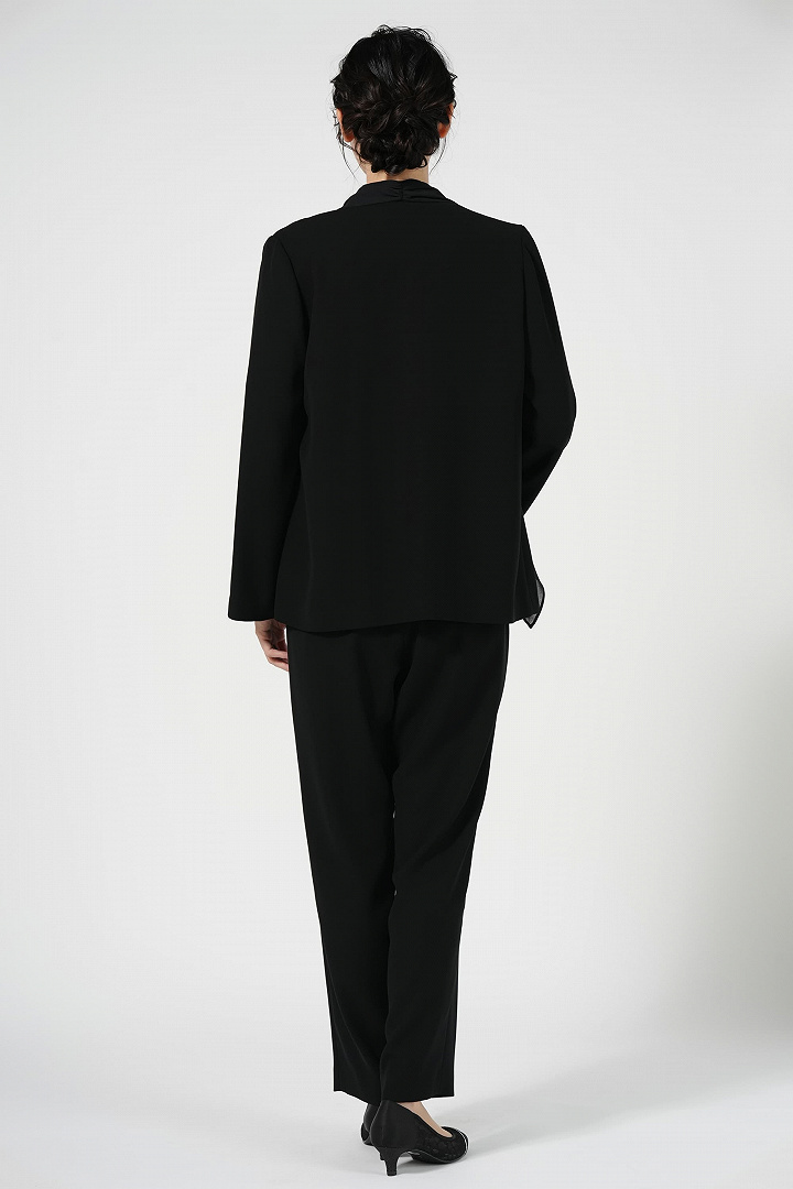 エレガント刺繍ブラックパンツドレスセット