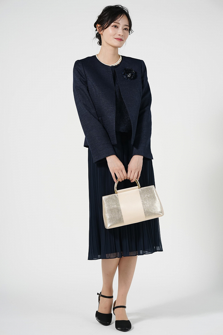 品ありプリーツネイビードレスセット