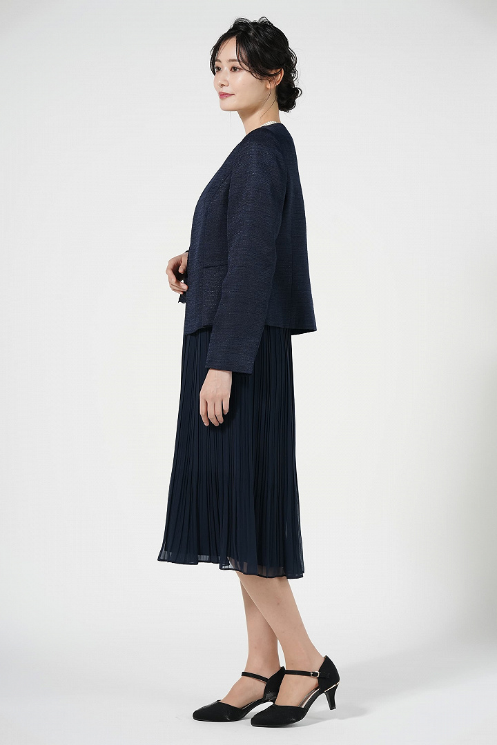 品ありプリーツネイビードレスセット