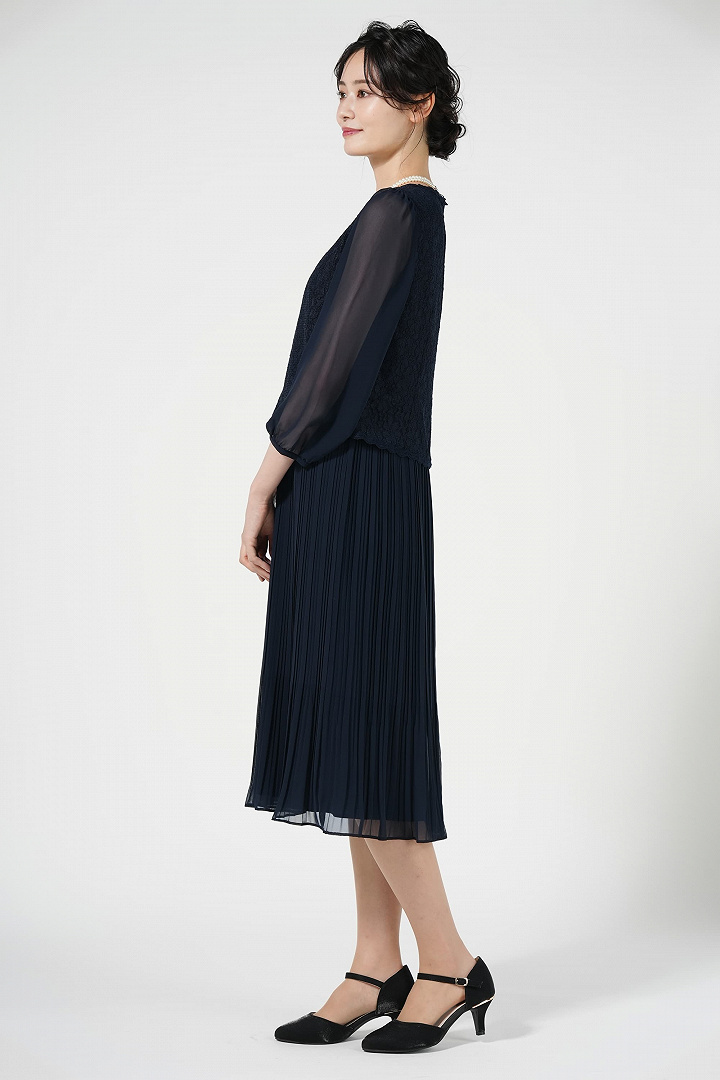 品ありプリーツネイビードレスセット