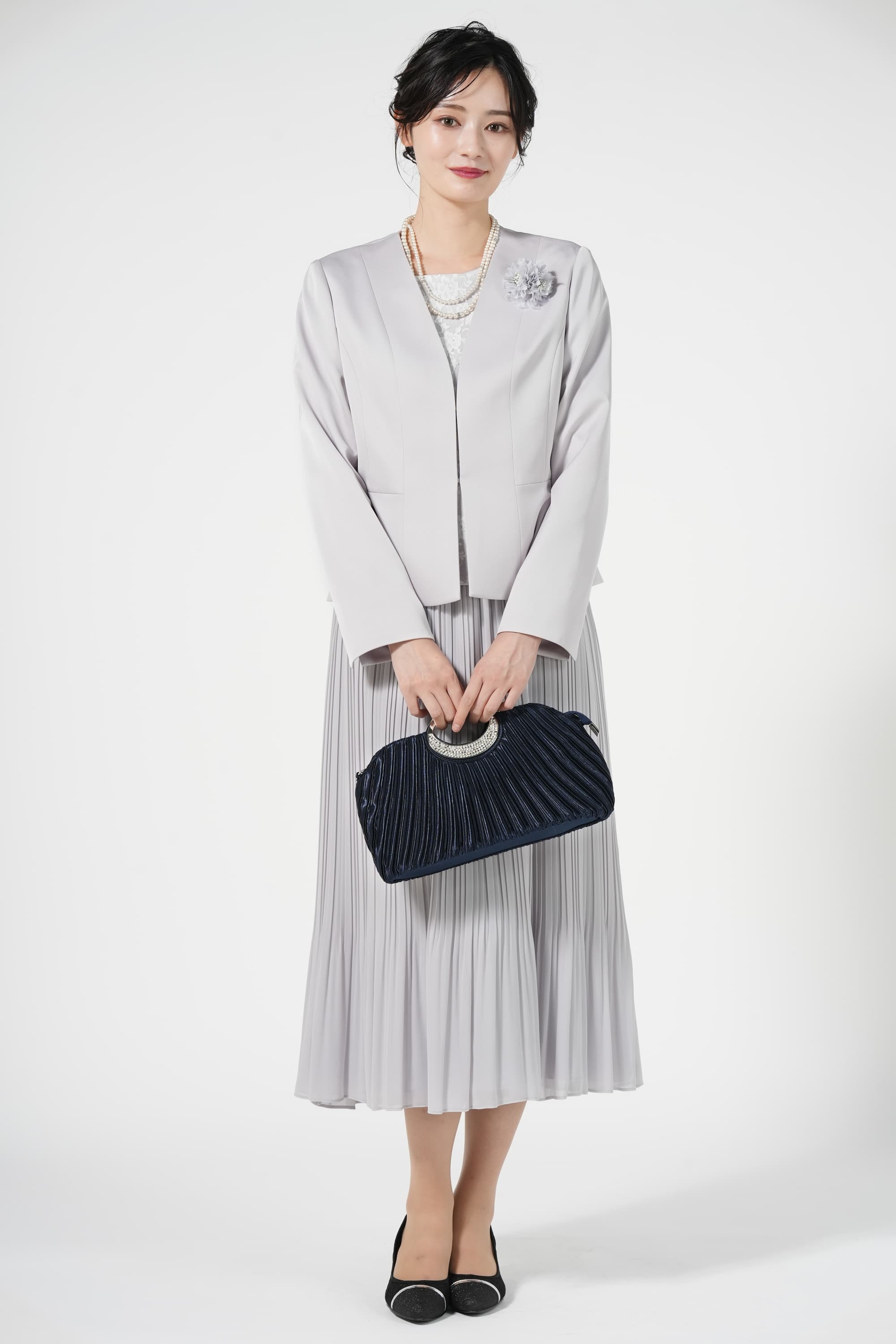 持ち手付きネイビーバッグ