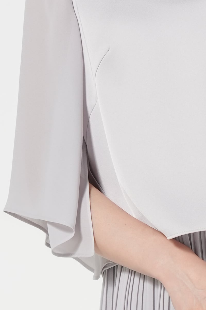 プリーツ切り替えブルーグレードレスセット