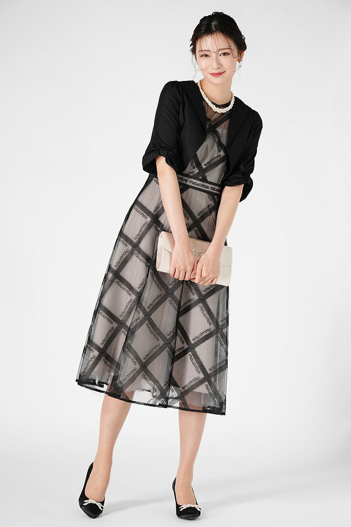 クロスパールブラックパンプス