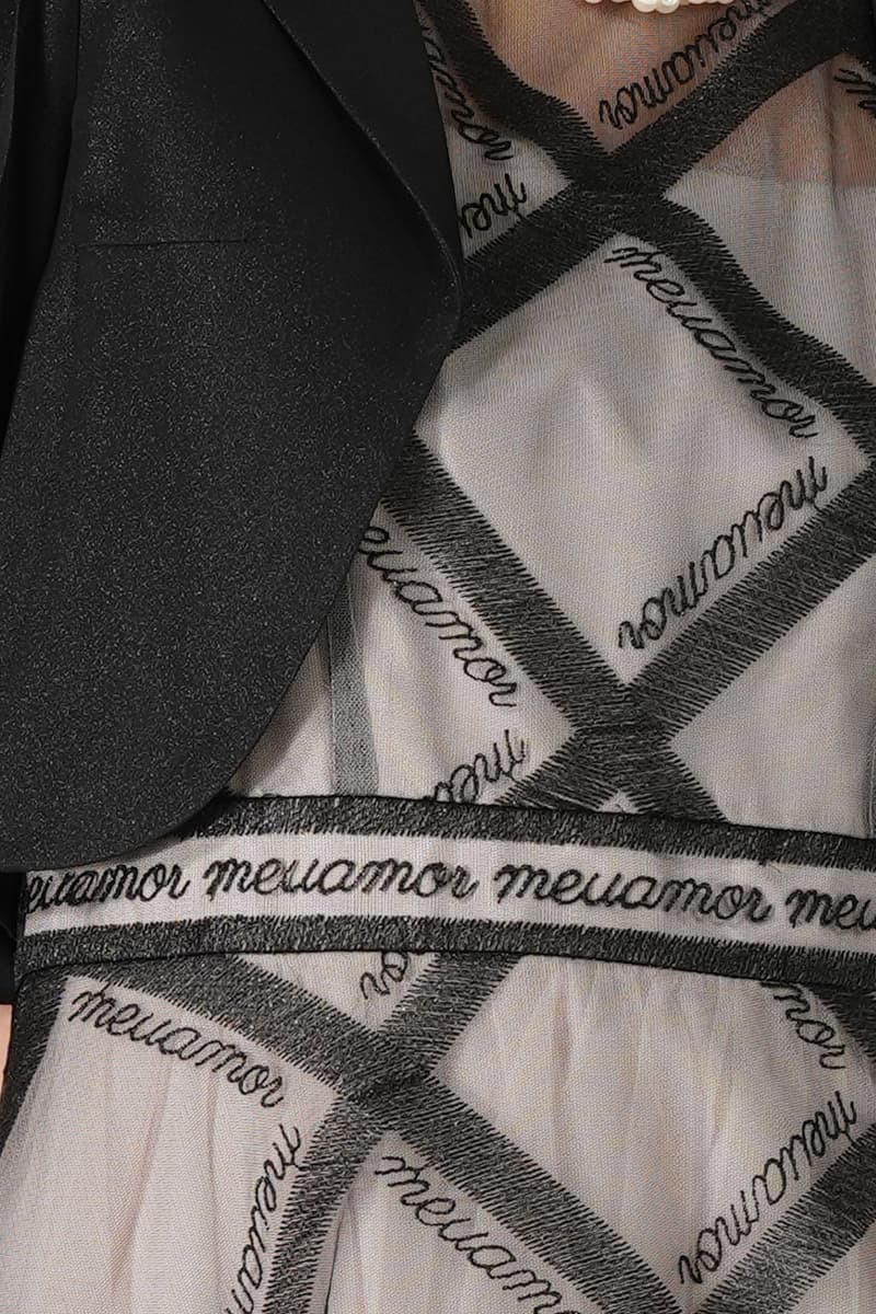 チェック柄チュールブラックドレスセット