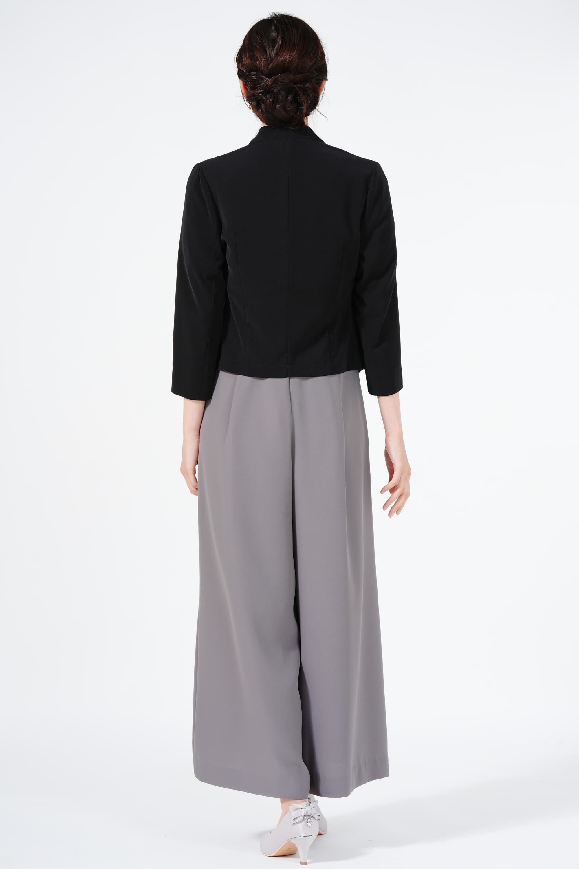 グレータイダイワイドパンツ 蝶刺繍付き ketty レース刺繍ライトグレーワイドパンツドレスセット (M) を