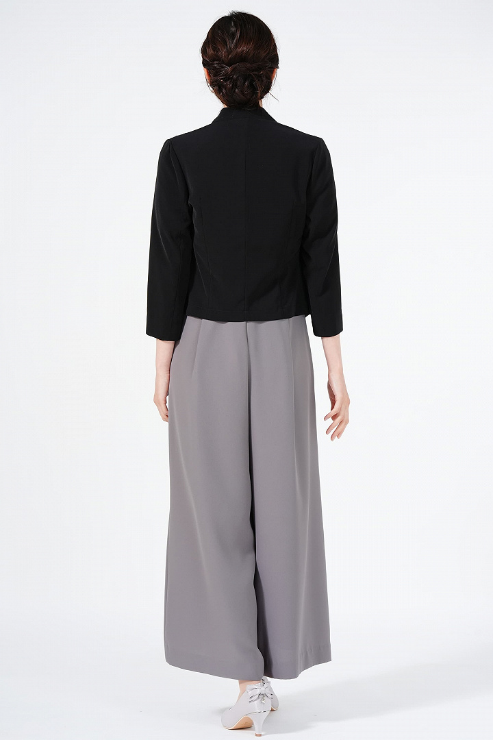 レース刺繍ライトグレーワイドパンツドレスセット