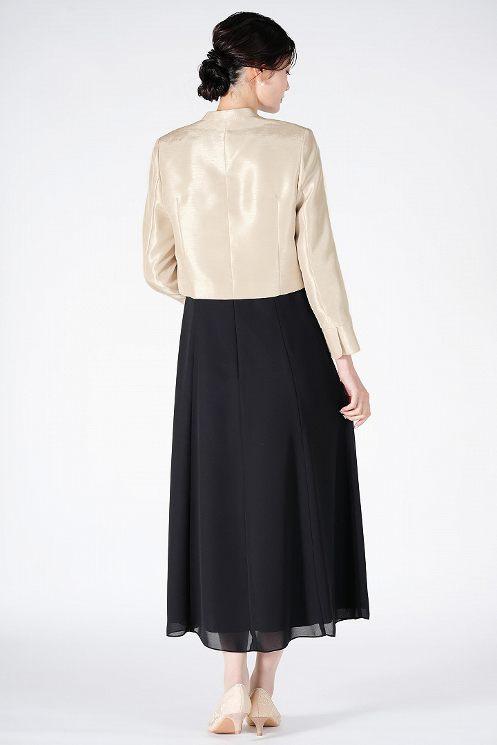 シンプルシフォンブラックドレスセット