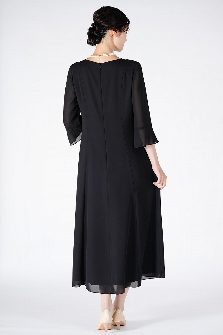 シンプルシフォンブラックドレスセット