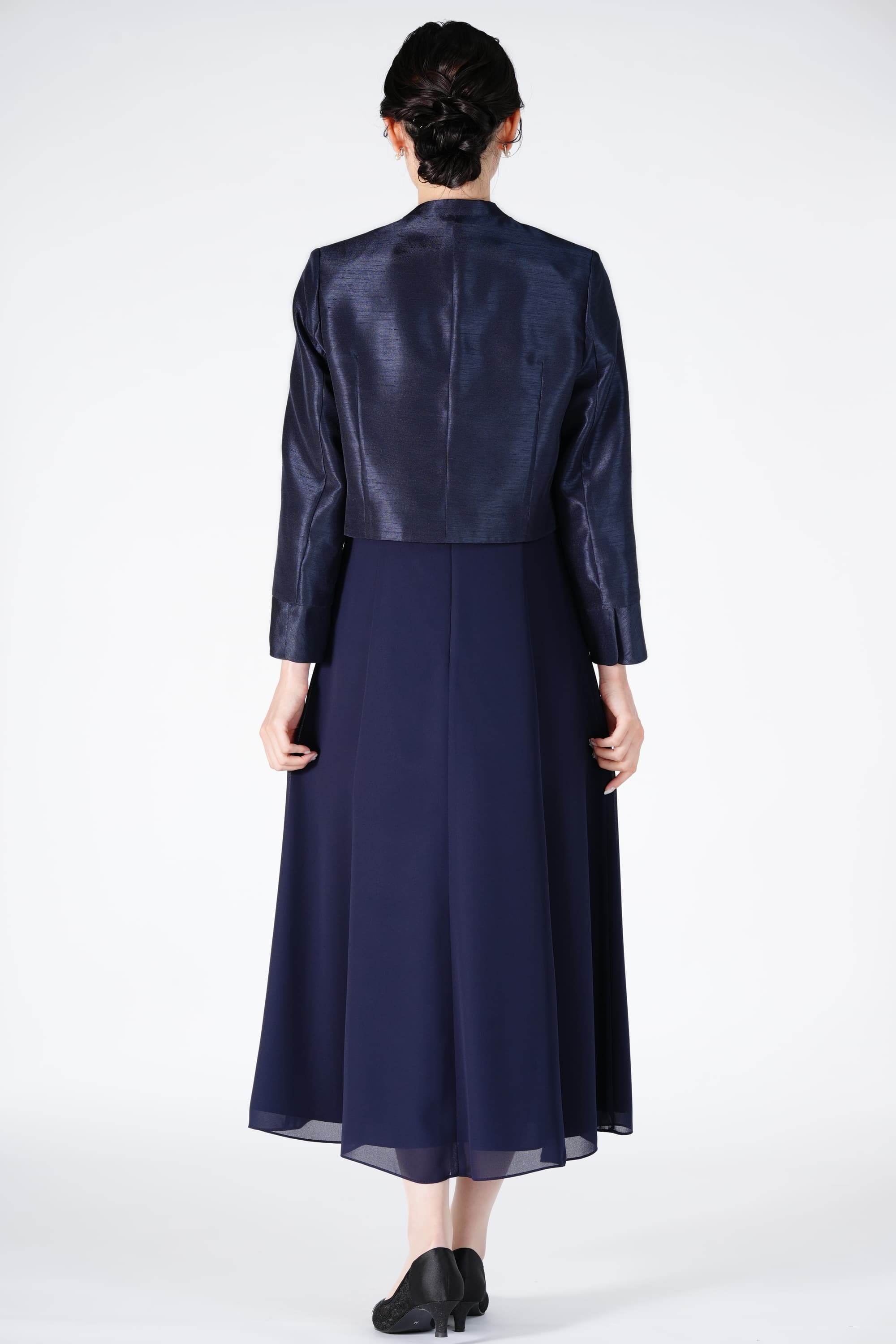 シンプルシフォンネイビードレスセット