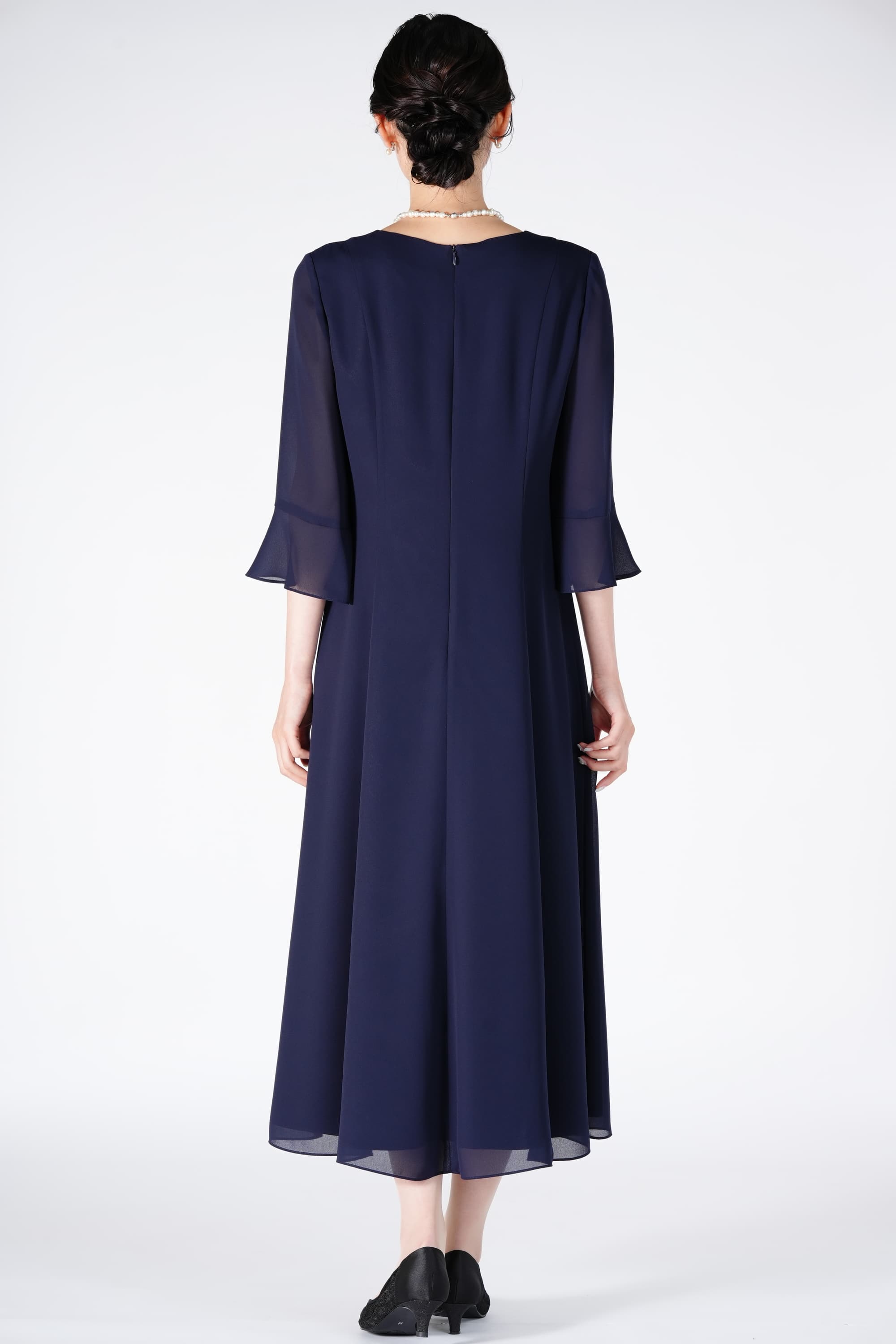 シンプルシフォンネイビードレスセット