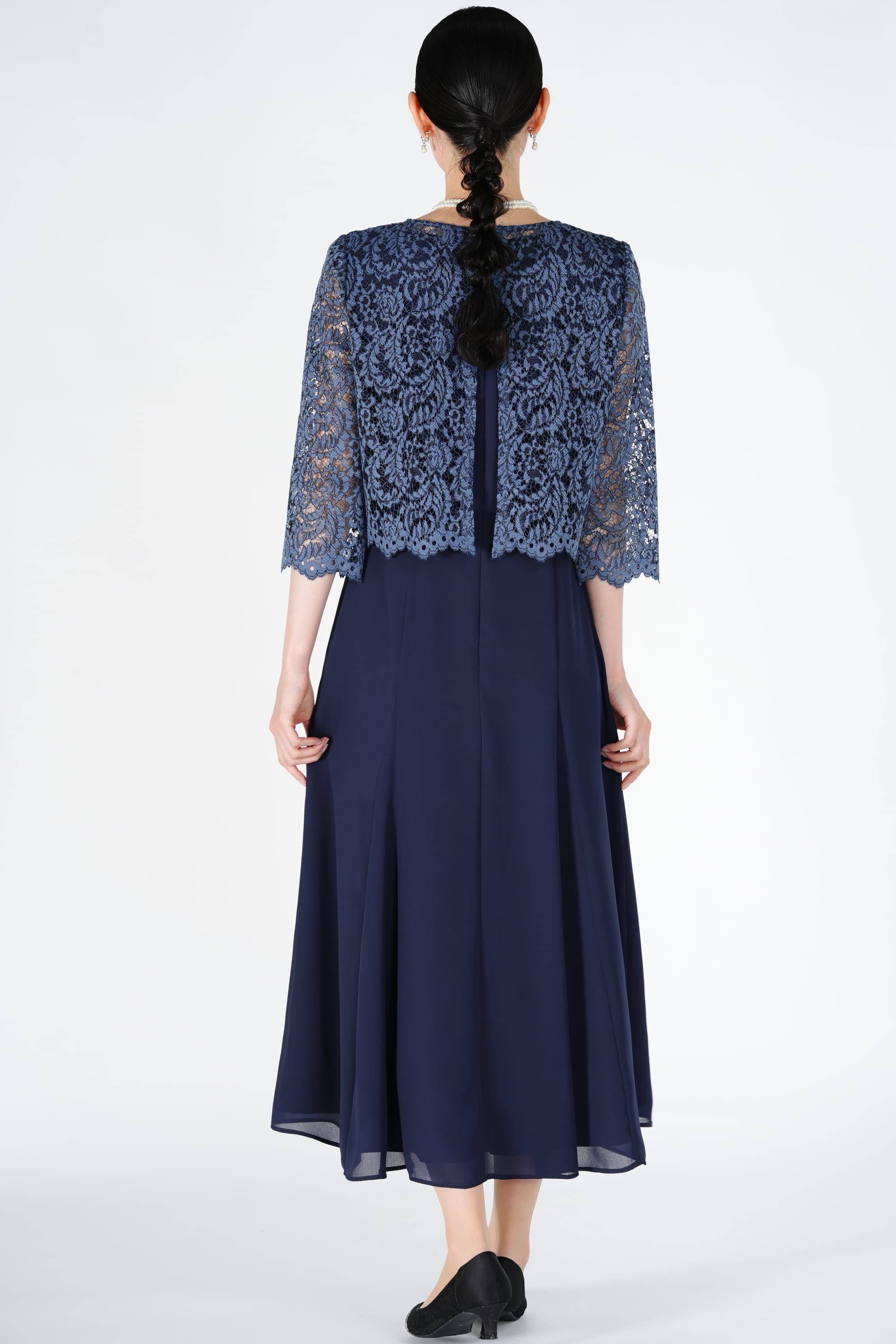 極美品❤️ Apploberry 東京ソワール　ワンピース　レース　ネイビー　M Apploberry 東京ソワール(アプロベリー トウキョウソワール)の