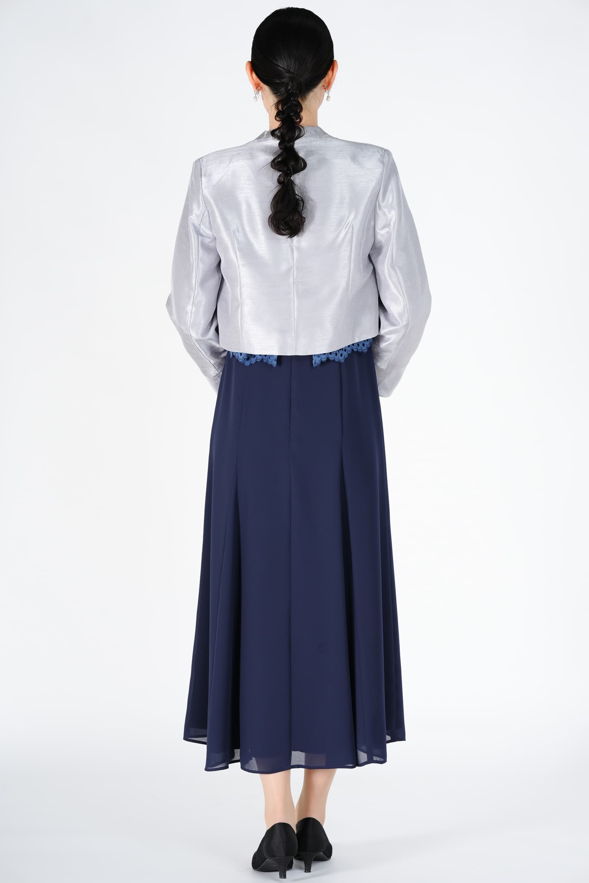 Apploberry 東京ソワール レースブラウス付きブルードレスセット (L