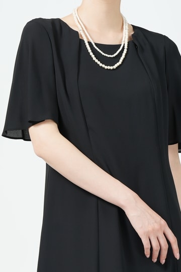 ラッセルフラワーブルー刺繍×ブラックドレスセット