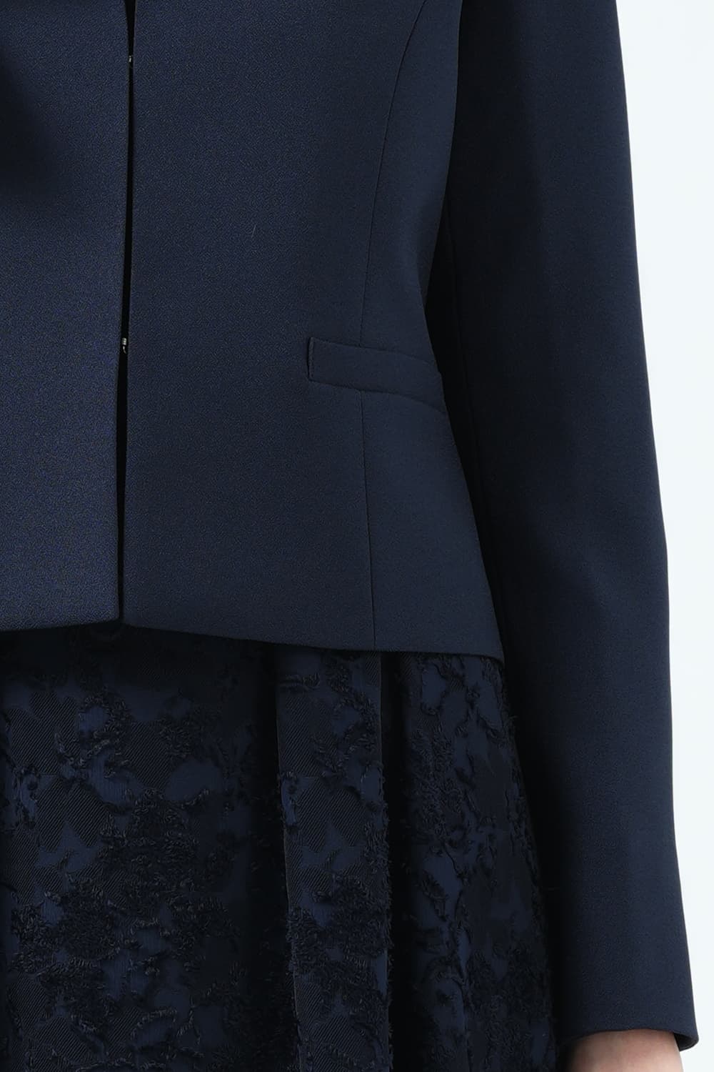 RIFANNE 東京ソワール カットジャガード織りネイビードレスセット (LL