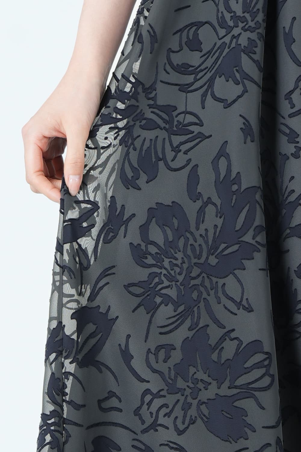 サテンオパール線画フラワーネイビードレスセット