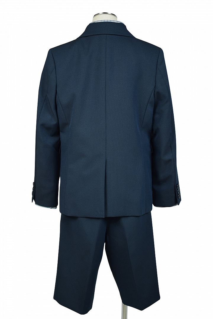 チェックシャツ×蝶ネクタイネイビースーツセット