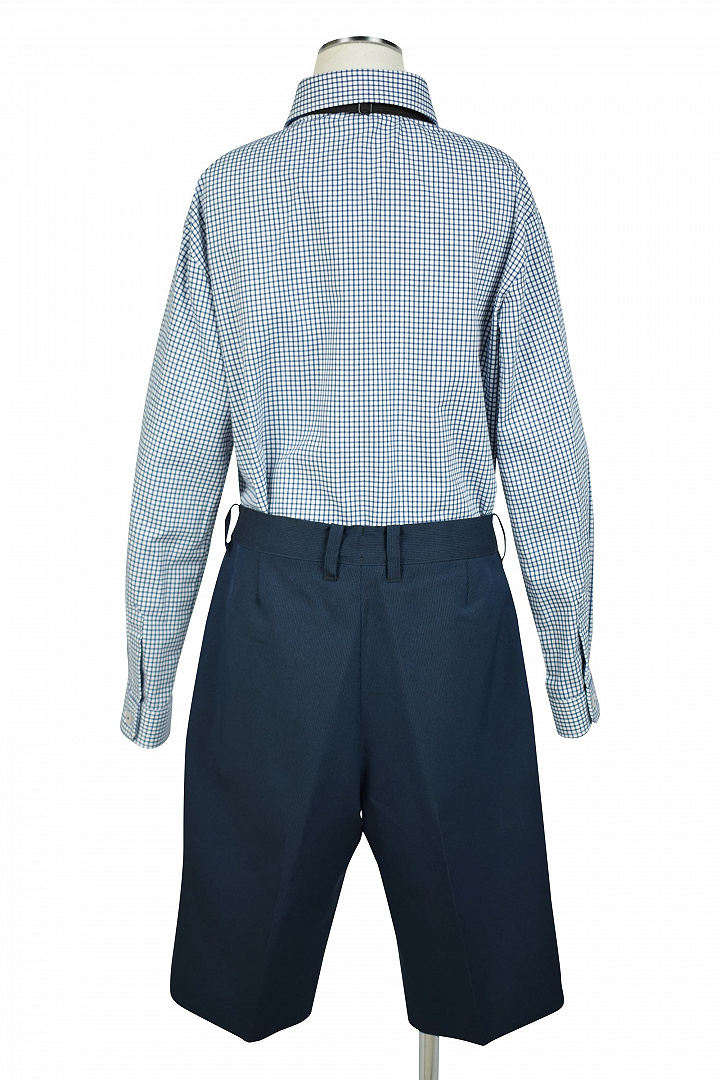 チェックシャツ×蝶ネクタイネイビースーツセット